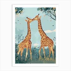 Giraffes In Love Modern Illustration 1 Art Print