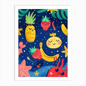 Tropical Fruit Pattern Art Print