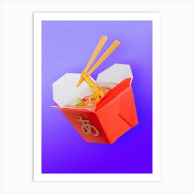 Noodle, plastic 3D — Food kitchen poster/blackboard, photo art Art Print