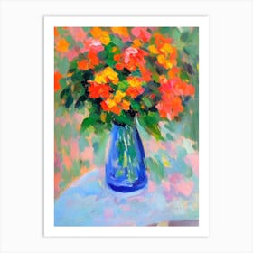 Jasmine Floral Abstract Block Colour 2 Flower Art Print