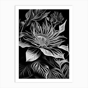 Passionflower Leaf Linocut 5 Art Print