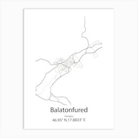 Balatonfured,Hungary Minimalist Map Art Print