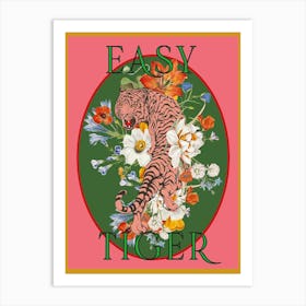 Easy Tiger Pink & Green Art Print
