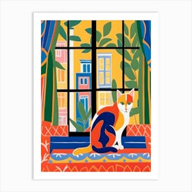 Cat In The Window Style Henri Matisse 1 Art Print