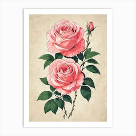 Pink Roses 1 Art Print