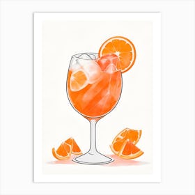 Aperol With Ice And Orange Watercolor Vertical Composition 39 Art Print