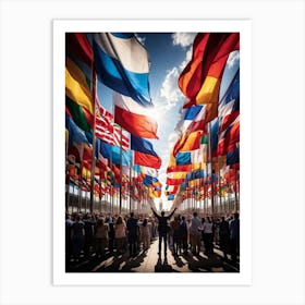 A Monumental Assembly Of Global Country Flags Arranged In A Harmonious Panorama Of Unity And Divers (2) Art Print