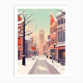 Vintage Winter Travel Illustration Manchester United Kingdom 11 Art Print