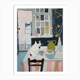 Cute Cat On The Kitchen Table Art Print