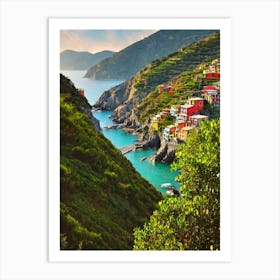 Cinque Terre National Park Italy Vintage Poster Art Print