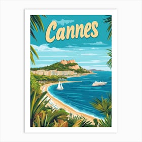 Aihrgdesign A Retro Travel Poster For Cannes Featuring The Sc 64b91f0b 8a9d 443a B17f 8bf308e695a6 2 Art Print