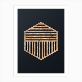 Abstract Geometric Gold Glyph on Dark Teal n.0438 Art Print
