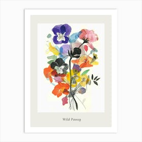 Wild Pansy 4 Collage Flower Bouquet Poster Art Print