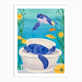 Turtles In The Bath Art Print