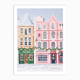 Dublin Ireland Travel Christmas Painting Art Print