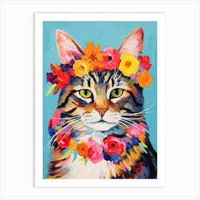 American Bobtail Cat With A Flower Crown Painting Matisse Style 4 Art Print