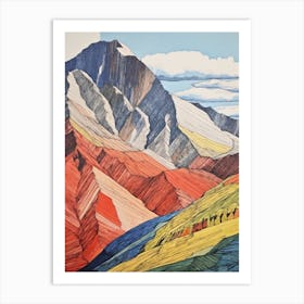 Ben Nevis Scotland 2 Colourful Mountain Illustration Art Print