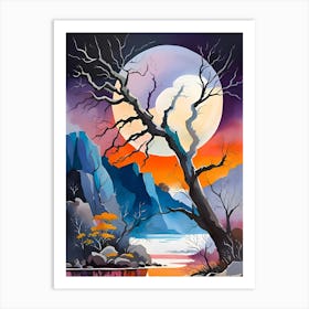 Moonlight Over The Lake Art Print