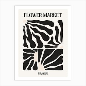 B&W Flower Market Poster Prague Art Print