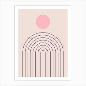 Mid Century Modern | 05 - Sun And Rainbow Blush Pink Art Print