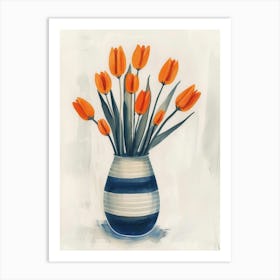 Orange Tulips In A Vase 2 Art Print