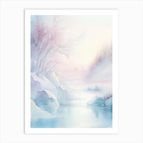 Frozen Landscapes With Icy Water Formations Waterscape Gouache 1 Art Print