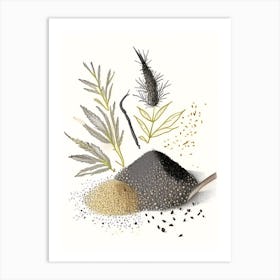 Black Sesame Spices And Herbs Pencil Illustration 1 Art Print