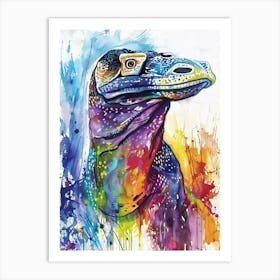 Komodo Dragon Colourful Watercolour 2 Art Print