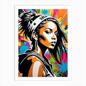 Graffiti Mural Of Beautiful Hip Hop Girl 77 Art Print