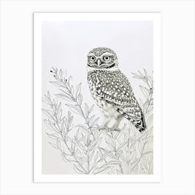 Burrowing Owl Marker Drawing 3 Art Print