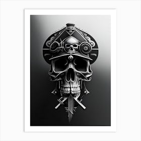 Skull With Geometric Hat  Designs Stream Punk Art Print