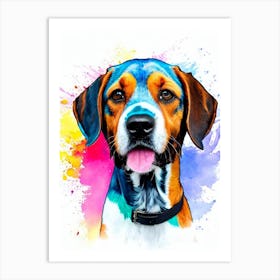 Bluetick Coonhound Rainbow Oil Painting Dog Art Print