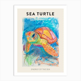 Sea Turtle Rainbow Abstract Scribble Poster 2 Art Print