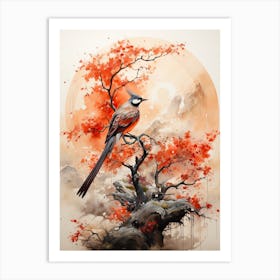 Phoenix, Japanese Brush Painting, Ukiyo E, Minimal 4 Art Print