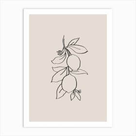 Lemon Beige Line Art 02 Art Print