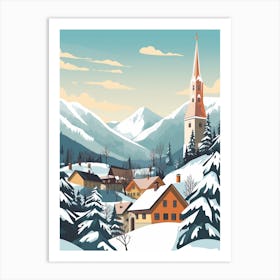 Vintage Winter Travel Illustration Bavaria Germany 1 Art Print