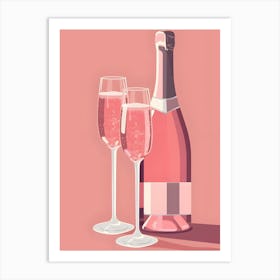 Two Glasses Of Pink Champagne Art Print