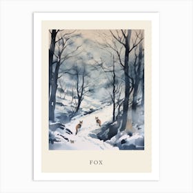 Winter Watercolour Fox 1 Poster Art Print