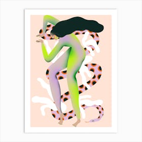 Woman With A Snake Art Print