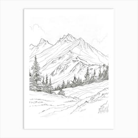 Mount Lafayette Usa Color Line Drawing (8) Art Print