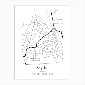 Skydra,Greece Minimalist Map Art Print