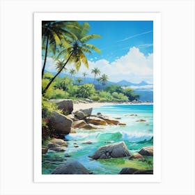 A Painting Of Anse Cocos, La Digue Seychelles 3 Art Print