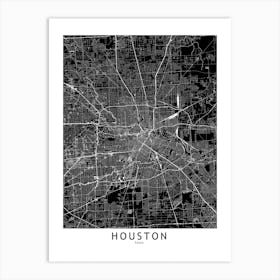 Houston Black And White Map Art Print