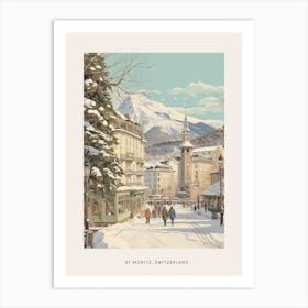 Vintage Winter Poster St Moritz Switzerland 2 Art Print