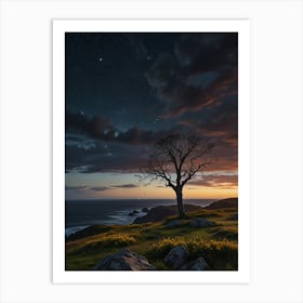 Lone Tree At Sunset 2 Art Print