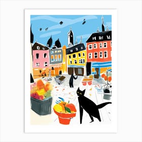 The Food Market In Oslo 4 Illustration Art Print