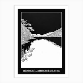 Ben Vorlich Loch Lomond Mountain Line Drawing 3 Poster Art Print