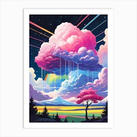 Surreal Rainbow Clouds Sky Painting (4) Art Print