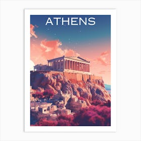 Colourful Greece travel poster Athens Art Print