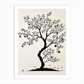 Plum Tree Simple Geometric Nature Stencil 1 1 Art Print